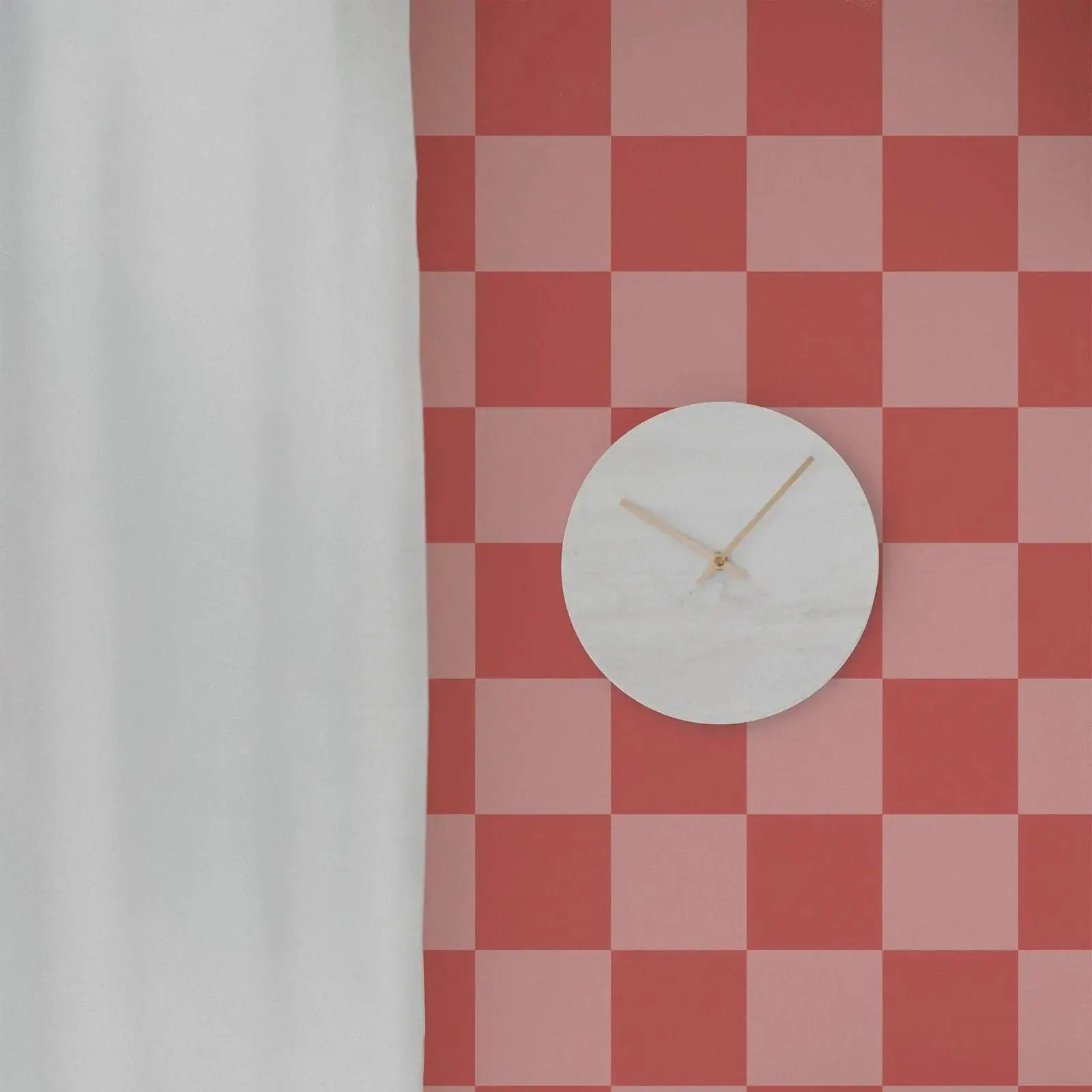 Pink Modern Oversized Checkered Wallpaper, Peel and Stick Wall Mural For Bathroom, Pink and Coral Interior Wall Covering, 50*300