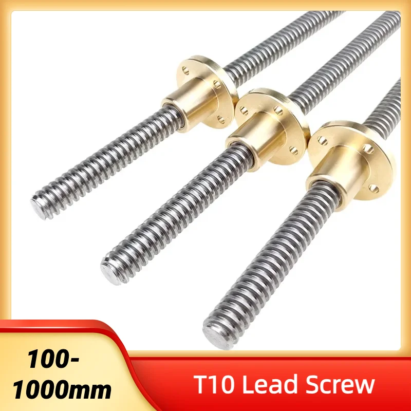 304 stainless steel T10 screw length 100 200 300 400 500 600 700 800 1000mm lead 2 3 4 8 10 12 trapezoidal spindle screw and nut