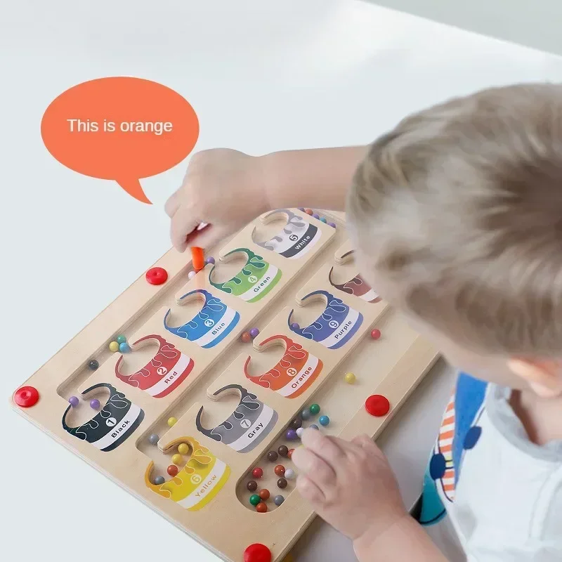 Montessori Speelgoed Voor Kinderen Magnetische Pen Bewegende Bal Spel Kleur Sorteren Bord Fijne Motortraining Sensorisch Educatief Speelgoed