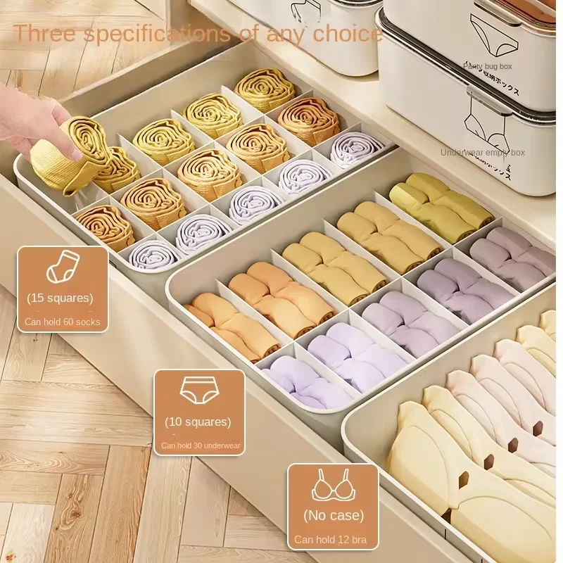 1pc Clothing Storage Box With Grids Underwear Socks Ties Dustproof Closet Organizer Multi Functional Household Organizer Box