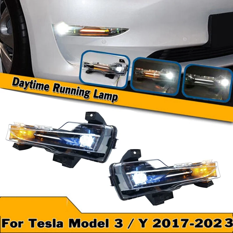 Fascia Fog Light Assembly Amber Drl Up-Level For Tesla Model 3/ Y 2017-2023 107739100 Front Bar Lamp