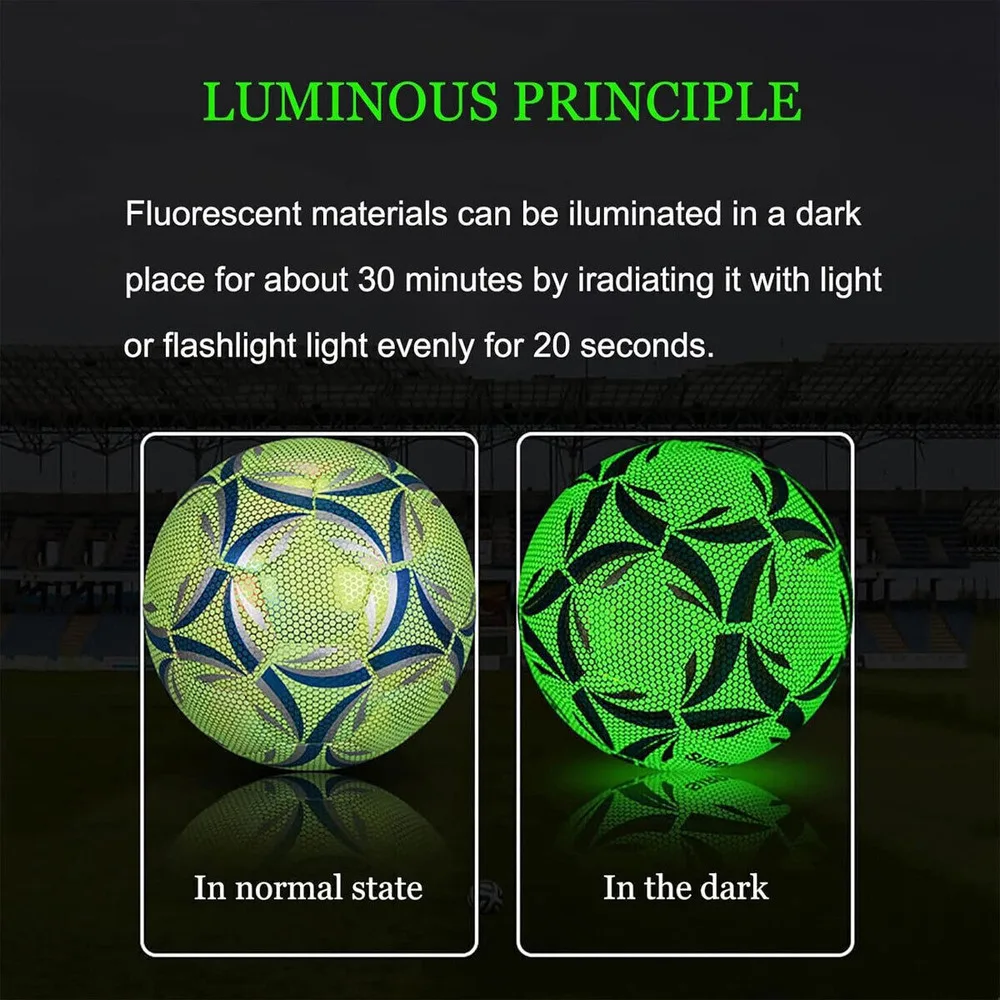 1pc Reflective Football LED Training Soccer Luminous Fluorescent Reflective Cool Luminous No. 5 Football For Child Adult