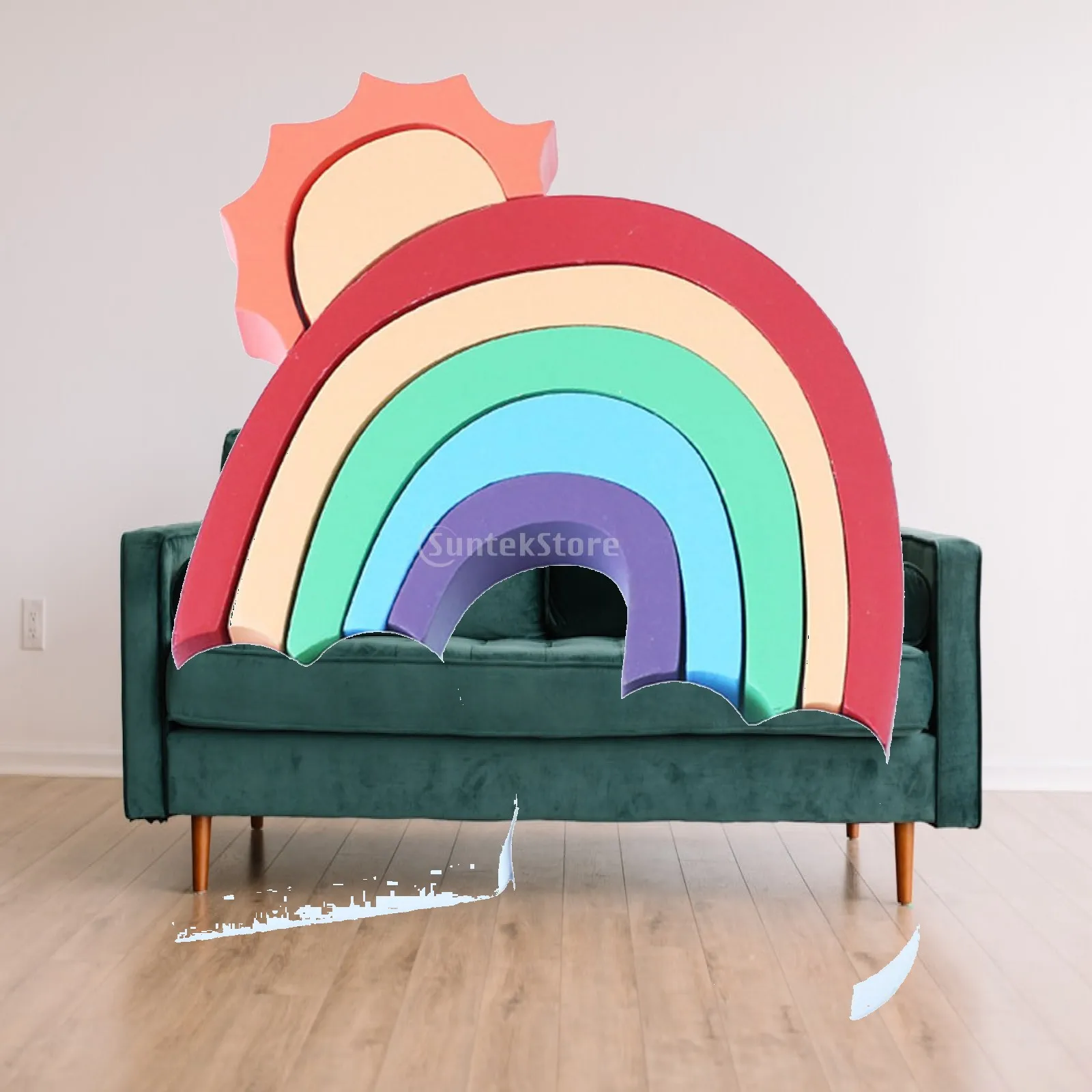 

Wooden Rainbow Stacker Learning Jigsaw Wooden Building Blocks for Toddlers