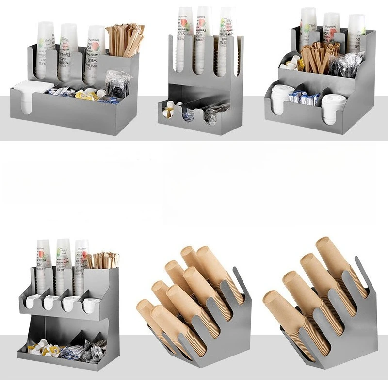 Stainless Steel Cup Dispenser – Coffee & Milk Tea Cup Holder for Shop, Bar, and Kitchen Organization