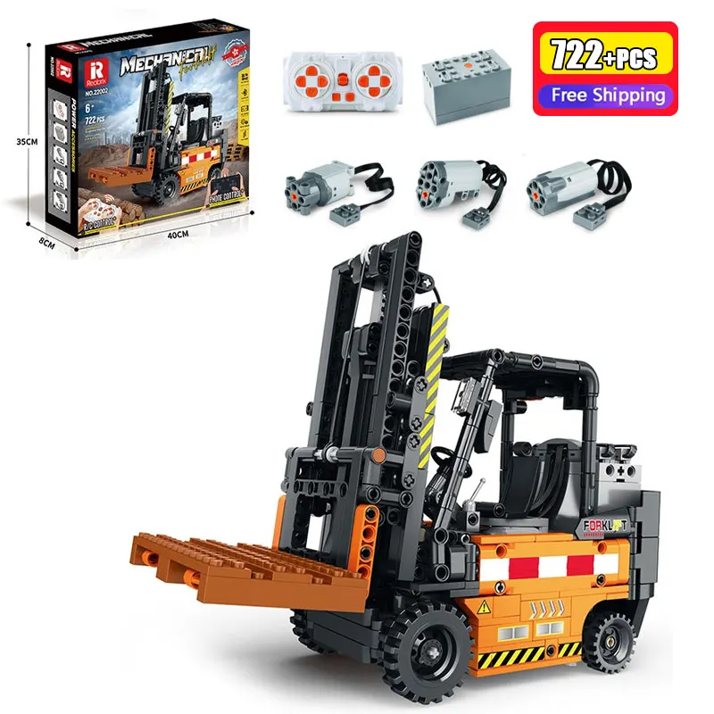 

Reobrix 22002 RC Forklift Building Blocks APP Remote Control Engineering Vehicle Technical Bricks MOC Construction Toys for Boys