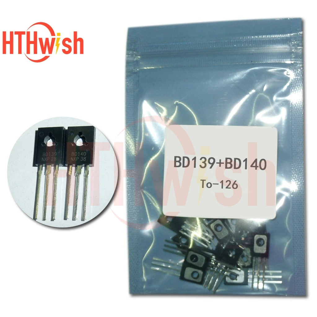 50Pcs/Set BD139 BD140 Transistor Kit (Each 25Pcs) TO-126 NPN PNP Silicon Triode for Electronic Projects  bd139 bd140