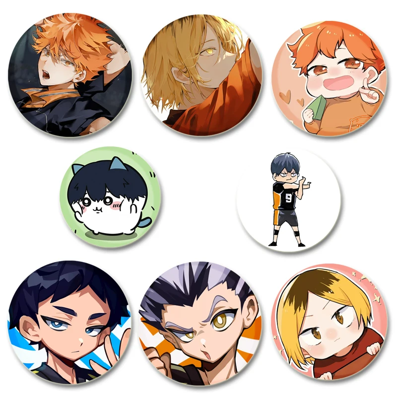 32/44/58/mm Haikyuu!! Enamel Pins Tobio Kageyama Hinata Shoyo Brooch Fans Collection Lapel Badges Fashion Jewelry Decor Gifts