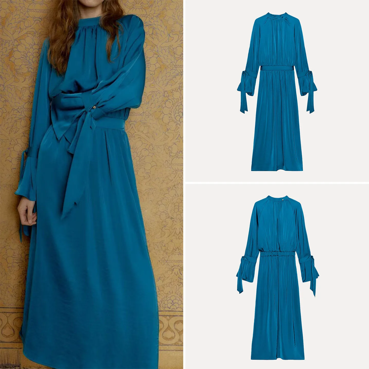 فستان نسائي أنيق من الحرير الساتان من زادايتا، تصميم شخصي، إصدار جديد 2025، بأكمام طويلة، مقاس قياسي، مناسب للارتداء اليومي #5