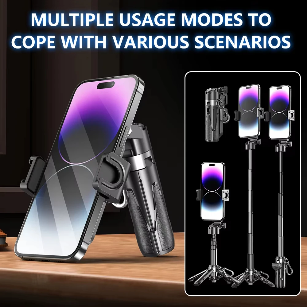 2025 New Handheld Selfie Stick Tripod Stand Foldable Phone Holder With Bluetooth Remote Portable Keychain for iPhone Smartphone