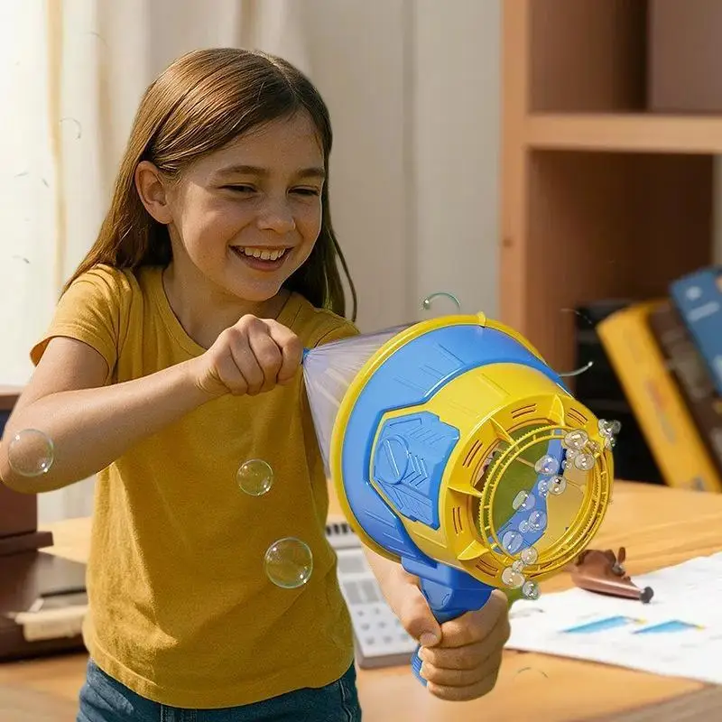Giocattolo unico per pistola Gatling con cannone ad aria per bambini; Set di fuochi d'artificio portatili; Soffiatore di bolle ideale per divertimento natalizio all'aperto