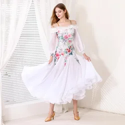 New MY909 Printed Modern Ballroom Dance Skirt Dress Ballroom Dance Waltz Costume