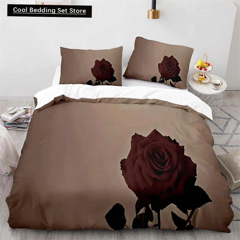 

Red Rose King Queen Duvet Cover 3D Beautiful Flowers Theme Bedding Set for Women Girls Romantic Floral Quilt Cover Pillowcase