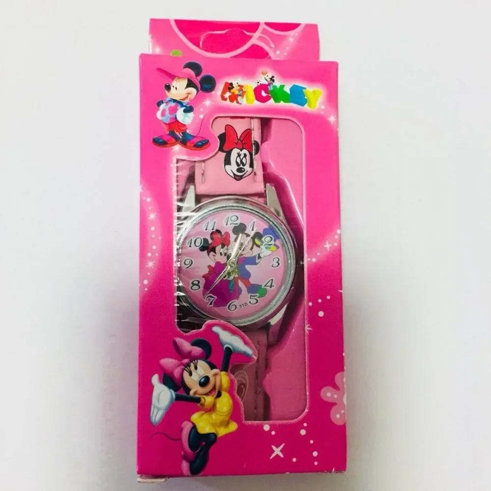 Cartoon Kid Watch Spiderman Car Toy Watches Mickey Minnie Child Watches PU Strap Quartz Wristwatch Girl Boy Christmas Gifts