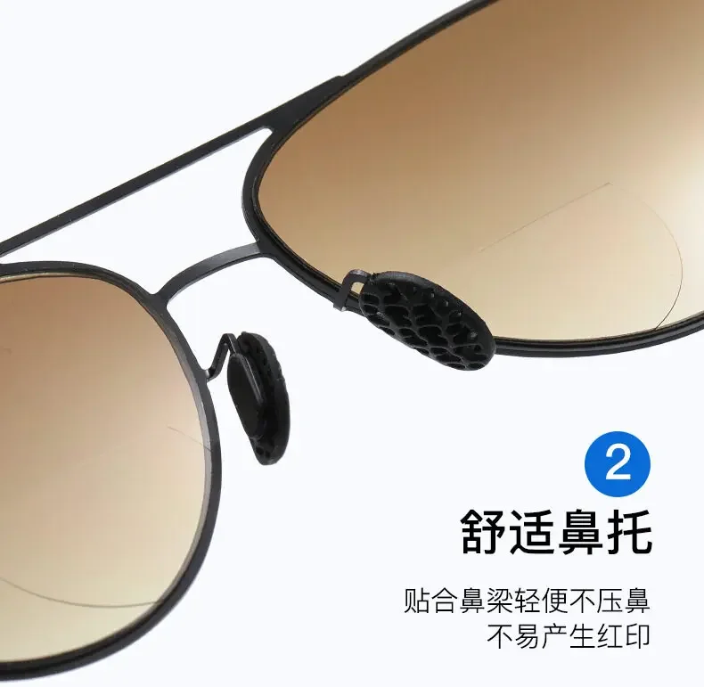 Bifokale +100~ +350 Herren-Lesebrille, Sonnenbrille, männlicher Look, weit und nah, blendfrei, Hyperopie-Brille +100 bis +350 – Detail 8