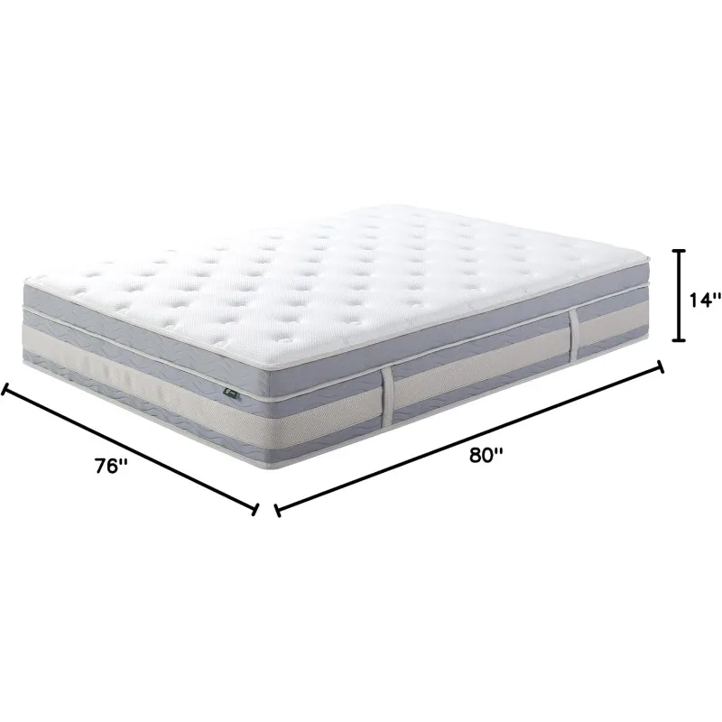 ZINUS 14 Inch Cooling Comfort Support Hybrid Mattress [New Version], King, Fiberglass Free,Medium Plush,Cooling Motion Isolation