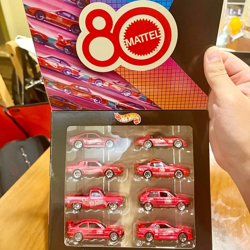 New Hotwheels 80th Anniversary Commemorative Gift Box Genuine Alloy Car Model Meitai Bmw Nissan Gtr Toy Collector Item In Stock