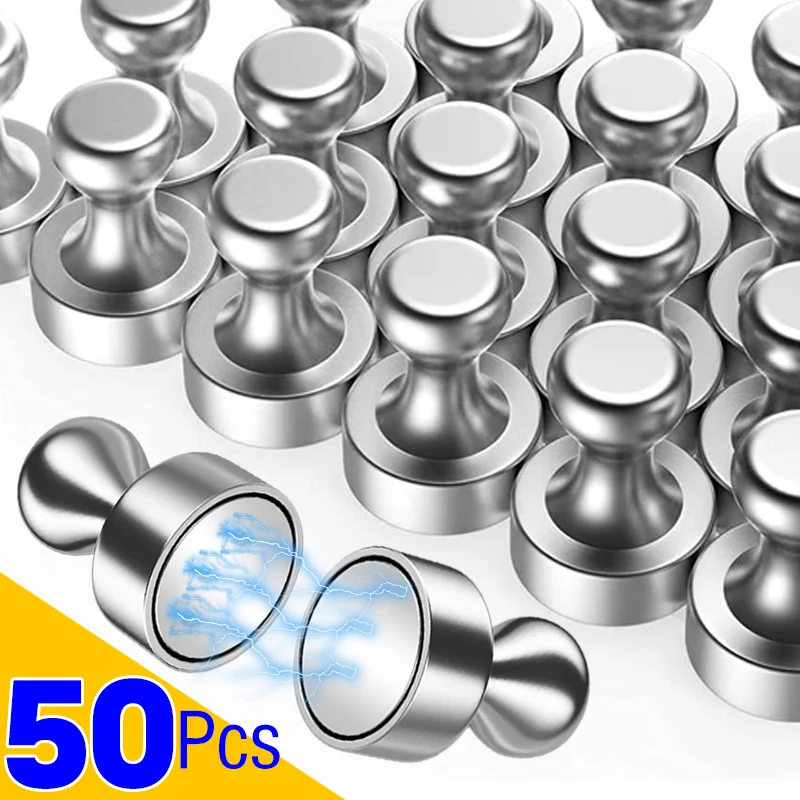 50/1x Metal Strong Magnetic Pushpins Neodymium Magnets Whiteboard Fridge Thumbtack Magnet Push Pins for Office School Home Use