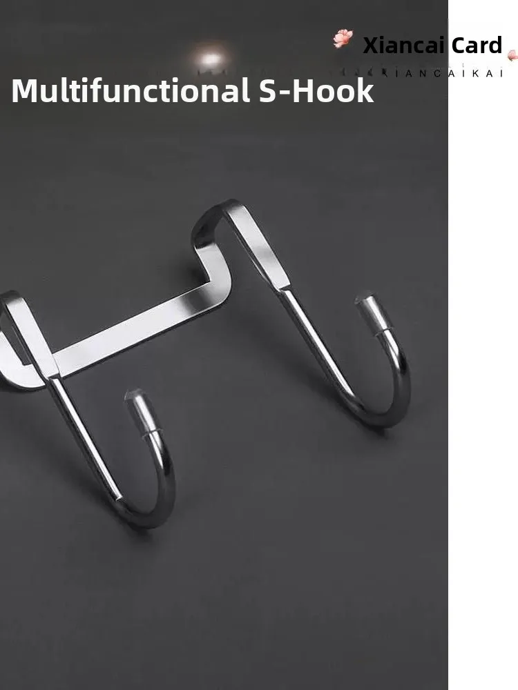 Multi-Functional Stainless Steel Clothesline Hook Home Balcony Anti-Theft Net Protection Rail Door Back Hook Durable Installa...