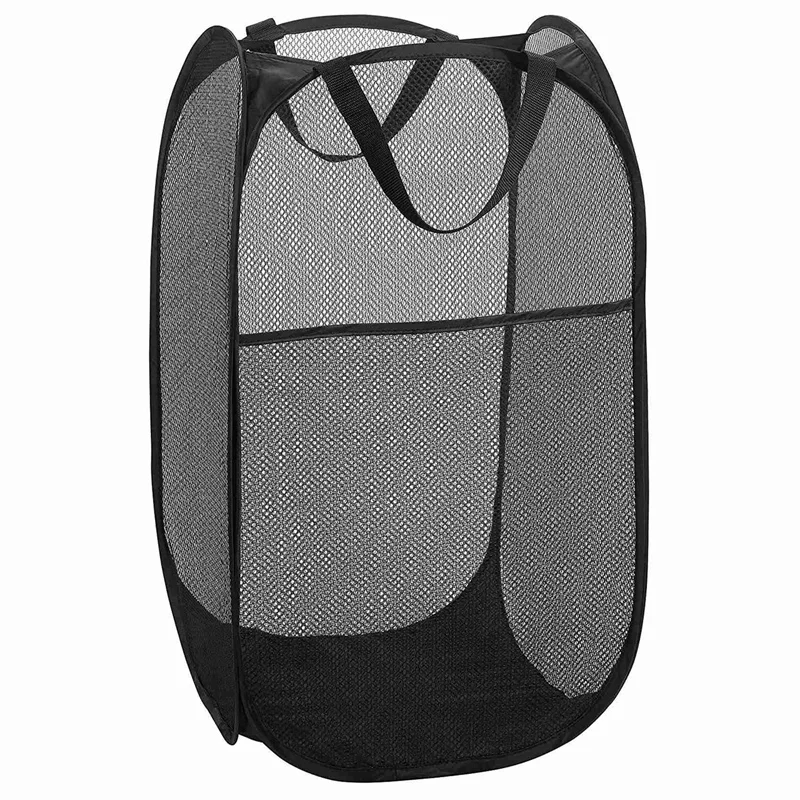 SEWS--Up wasmand (2 stuks) Opvouwbare mesh-mand Vuile wasmand met handvat (zwart)