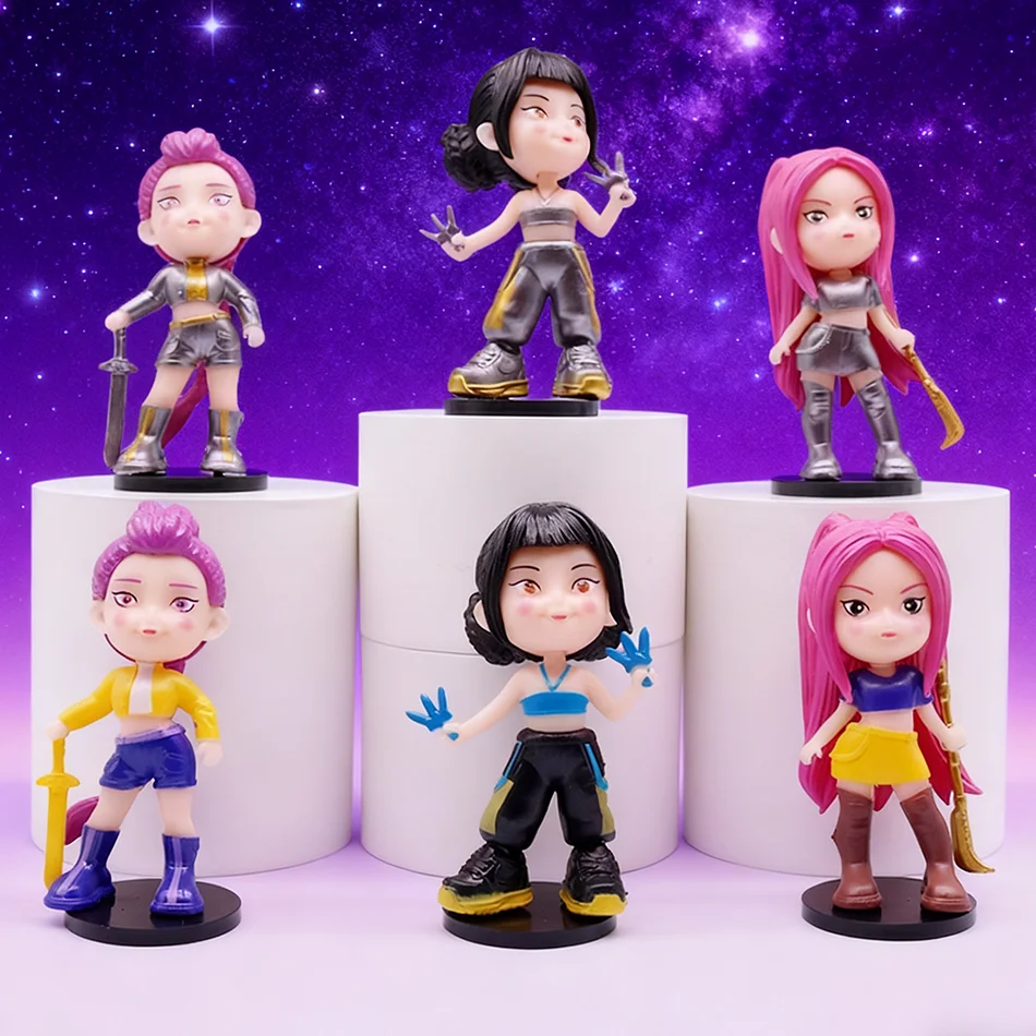 جديد 6 قطعة/المجموعة Kpop شيطان الصيادين نموذج لجسم لعبة PVC الكرتون الألعاب الأجهزة الطرفية مكتب الديكور جمع أرقام لعبة مجسمة ل