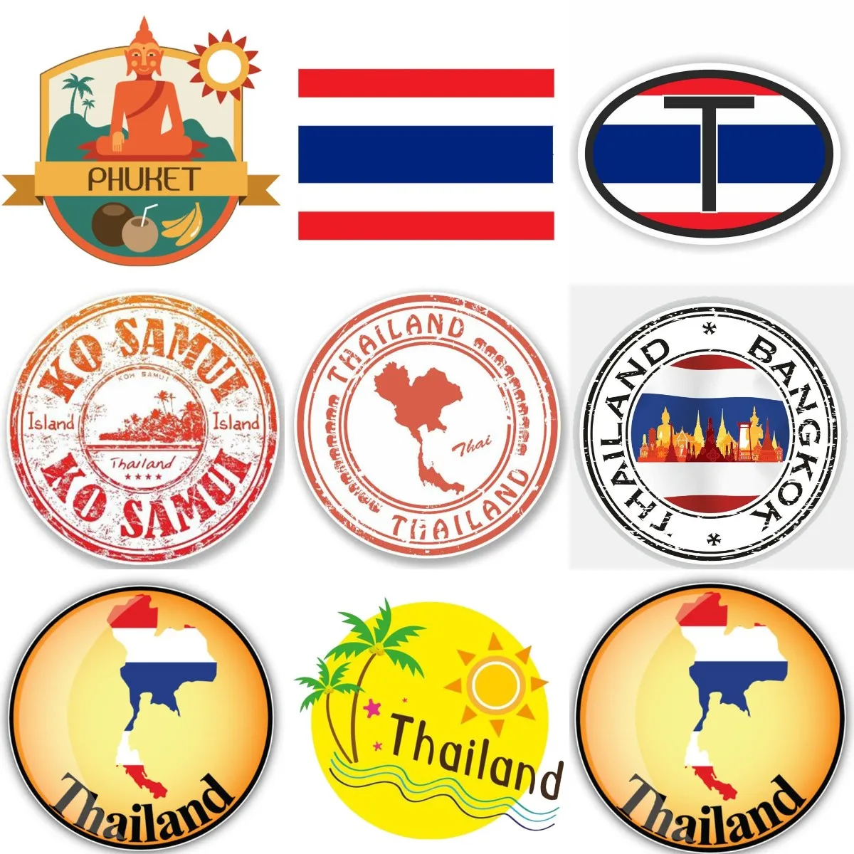 T Thailand Flag Map Creative Accessories Sticker for Decorate Fridge Wall Car Window Truck Van Camper Bumper Motorcycle Decal