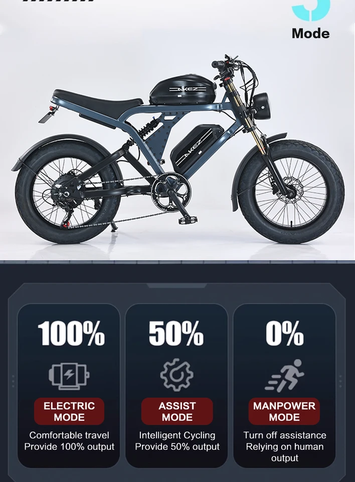 Electric Bike for Adults AKEZ King Kong 20"×4.0 Fat Tire 1500W Motor 30MPH Max Speed 48V 41Ah Lithium Battery Hydraulic Disc Brakes Turn Signals Dual Suspension All-Terrain E-Bike with LCD Display City Commuting,Mountain Roads Bike image 5
