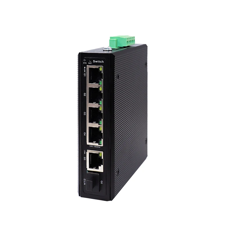 JT-COM Gigabit L2- Managed Industrial POE Switch 6-port Full Gigabit POE Industrial Ethernet Data Switch Support Port Mirroring