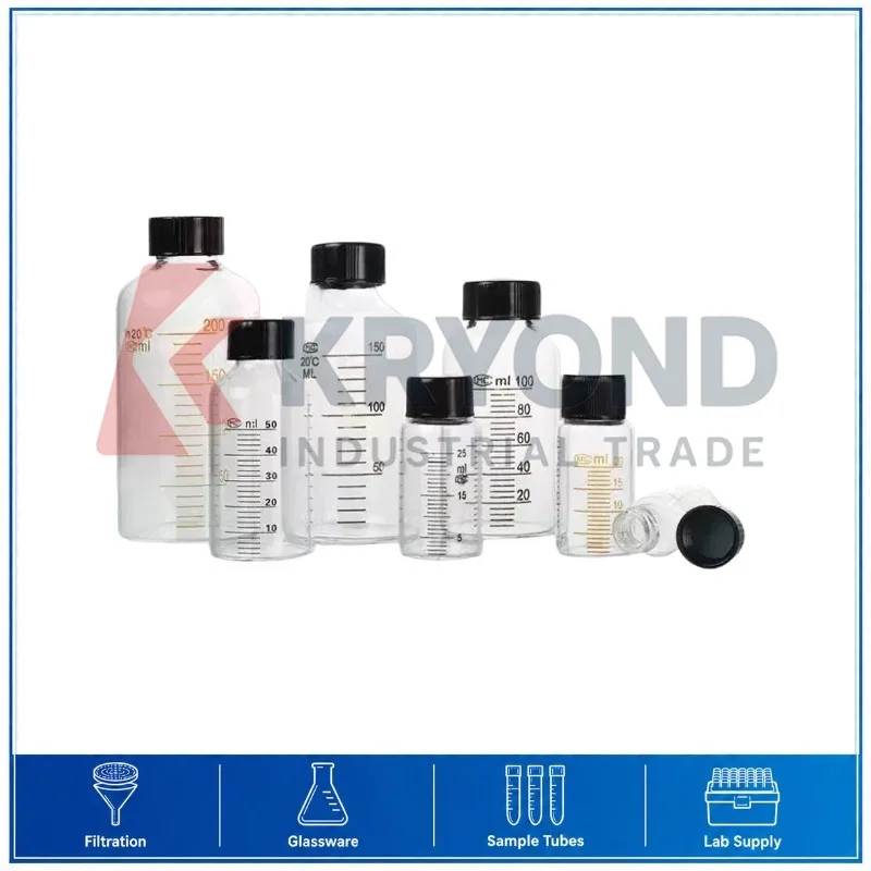 Glass Serum Bottle Screw Mouth 5mL-1000mL Laboratory Storage Container Reagent Glassware Research Equipment Use Series Model Set