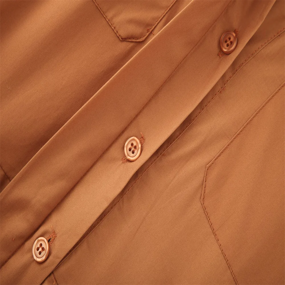 European and American style women's autumn new style temperament slim fit short sleeved waist cinched lace up poplin dress