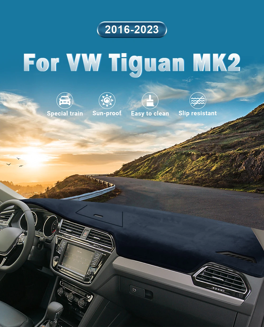Für Volkswagen VW Tiguan MK2 R-Line 2016 2017 2018 2019 2020 2021 2022 2023 Auto Dashboard Matte Sonnenschutz Abdeckung Zubehör – Detail 1