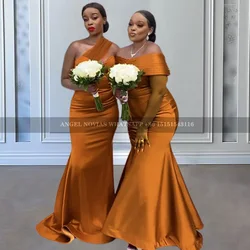 Customized Burnt Orange Mermaid Long Wedding Guest Bridesmaid Dresses Corset Bride Maids Gowns robe de soiree femmes mariage