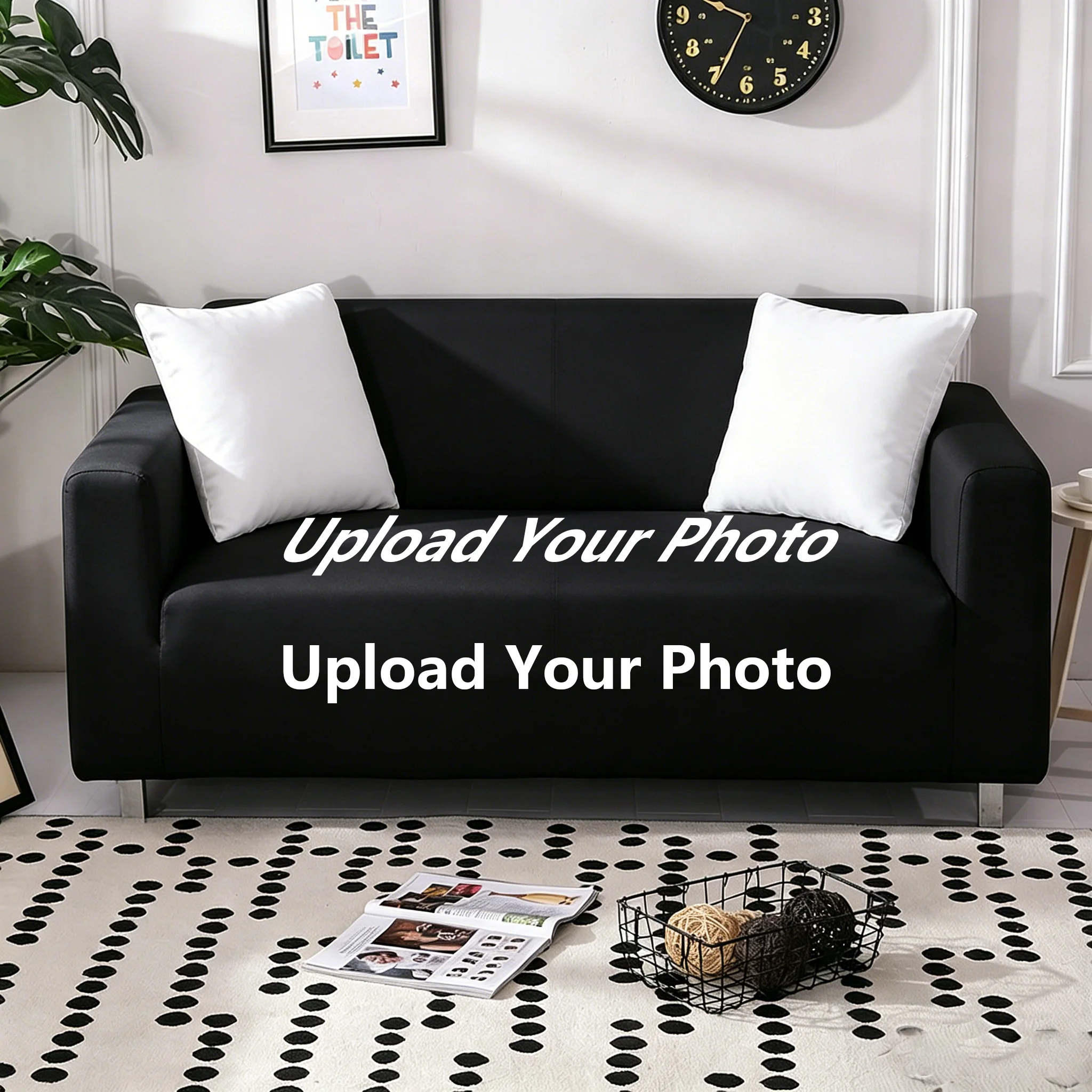 Custom Photo Sofa Cover Personalized Image Print Stretch Slipcover Washable Home Sofa Decor