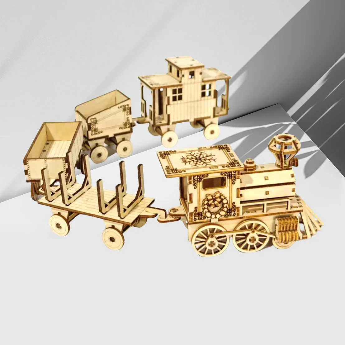 

3D деревянный рождественский поезд-головоломка для взрослых, снятие стресса в сборе, праздничный подарок, украшение, модель