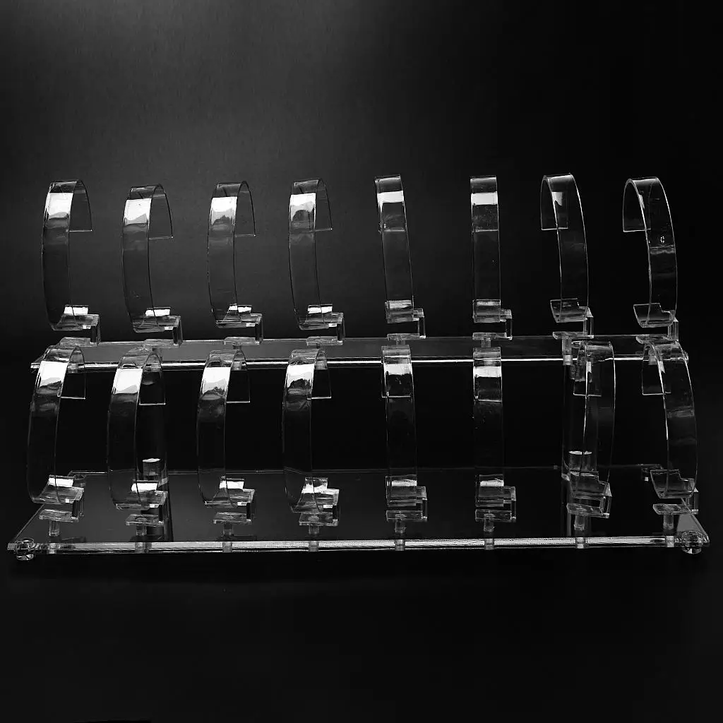 Two Layer Acrylic Wrist Watch Display Holder Jewelry Organizer Stand for Fashion Accessory Showcase Storage