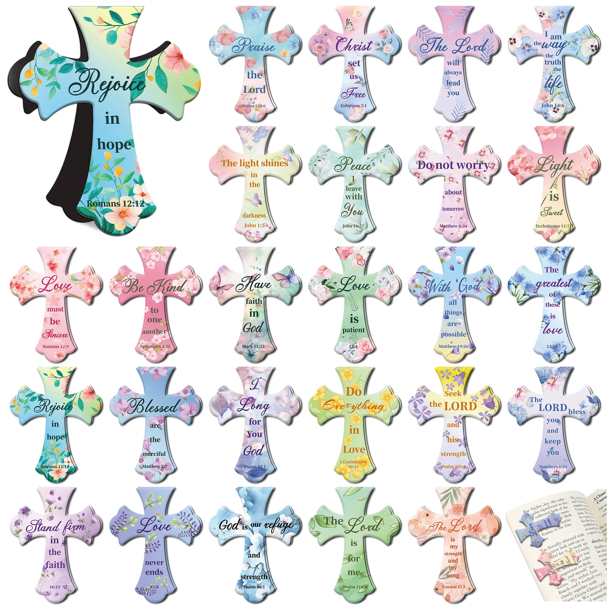 25PCS/50PCS Inspirational Bible Verse Bookmarks | Cross Magnetic Bookmarks for Religious Book Lovers | Christian Prayer Bookmark