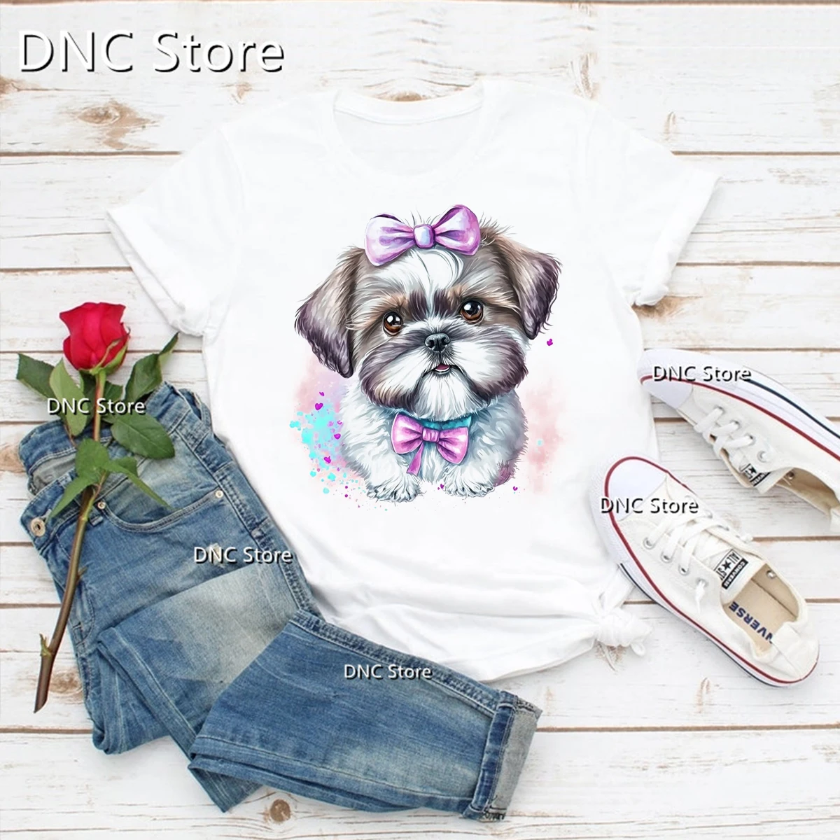 Chihuahua Dog Labradoodle Dog Printed Tshirt Women Fashion Harajuku Kawaii Femme T-Shirt Dog Lover Tshirt Tops, Dropshipping