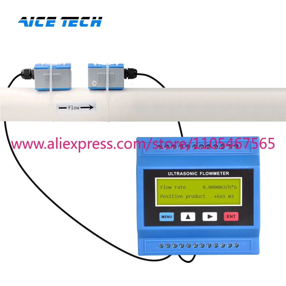 1Pcs New Technology Portable Oil Ultrasonic Flowmeter Ultrasonic Clamp Liquid Flowmeter