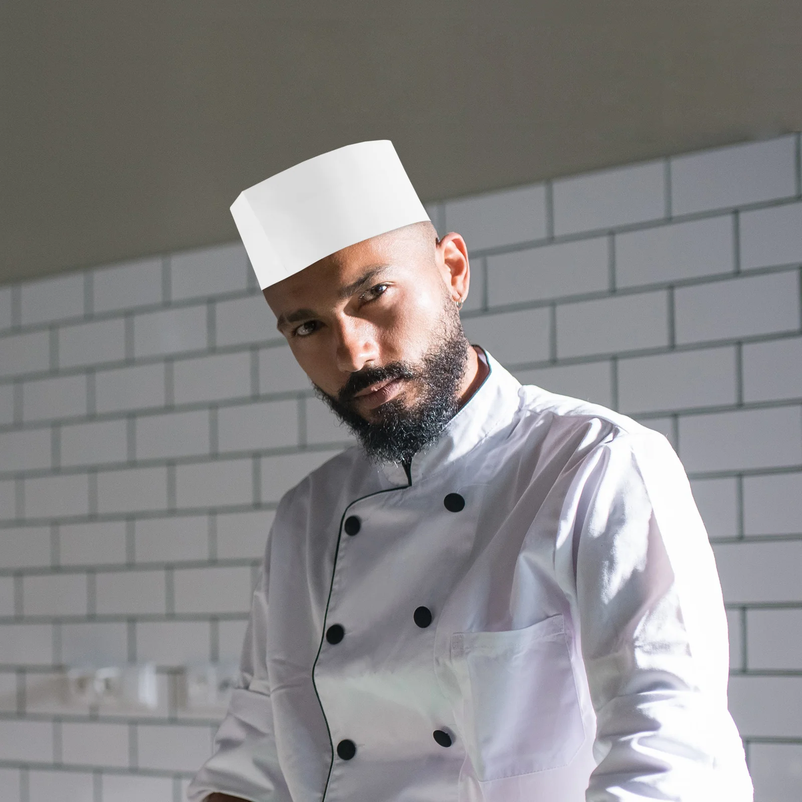 Chapéu de chef de papel descartável, 20 peças, chapéu de servidor de comida, acessórios de cozinha para casa, restaurante, boné temático