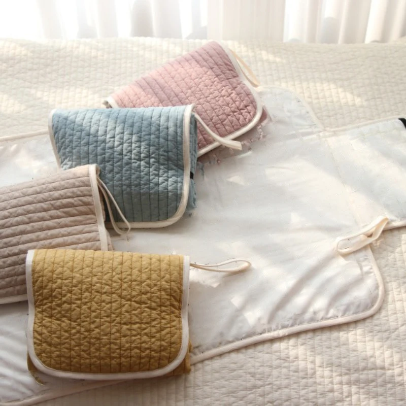 Outdoor Newborn Changing Pads Simplicity Solid Color Infant Baby Changing Mat Soft Cotton Portable Baby Diaper Changing Mat