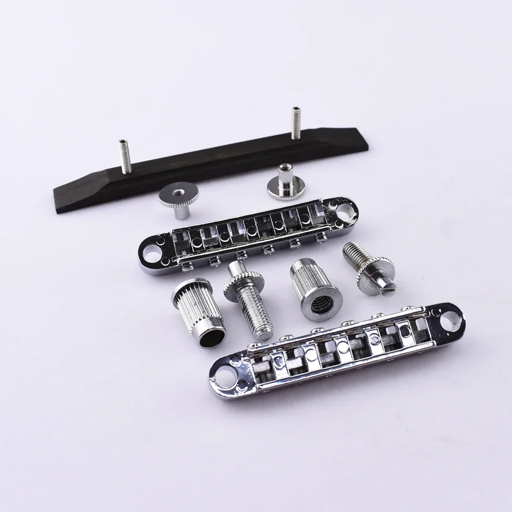 1 Set Origin Tune-O-Matic Roller Saddle Bridge For LP SG  Archtop Jazz Guitar With Ebony Base - Made in Korea