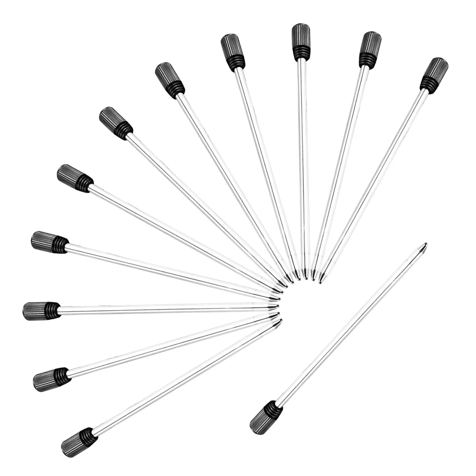

12Pcs Black Ballpoint Pen Refills Metal Tip Even Ink Distribution Clear Lines Cross Compatible 7Cm for Office School Writing
