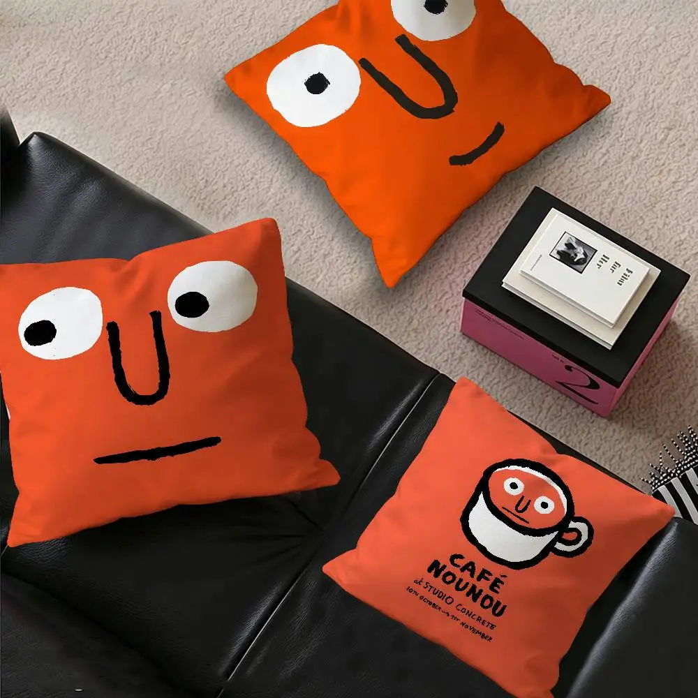 J-Jean-Jullien Minimal-Playful Cushion Cover Inches Farmhouse Decor Home Throw Pillow Covers for Couch Decorations