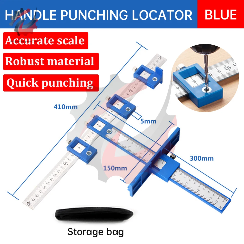 

Деревообрабатывающее сверло Punch Locator Jig Многофункциональный дырокол Локатор двери шкафа Регулируемая направляющая сверла Пробивной инструмент