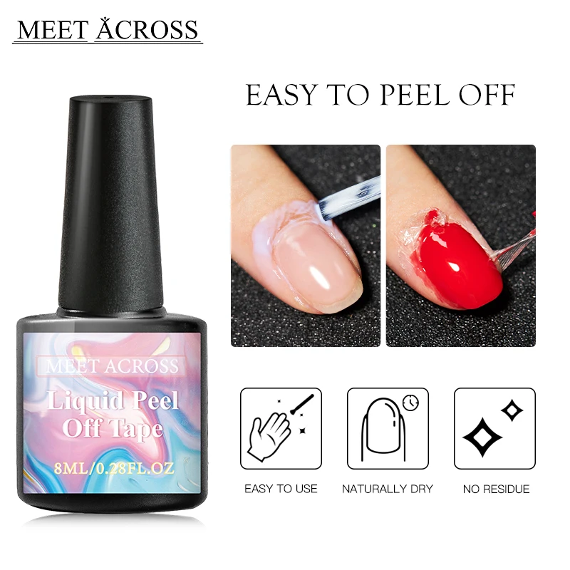 MEET ACROSS Liquid Peel Off Nail Art Latex Tape Protect Gel Varnish Anti-spill Latex Fast Dry Skin Care Nail Art Tweezer