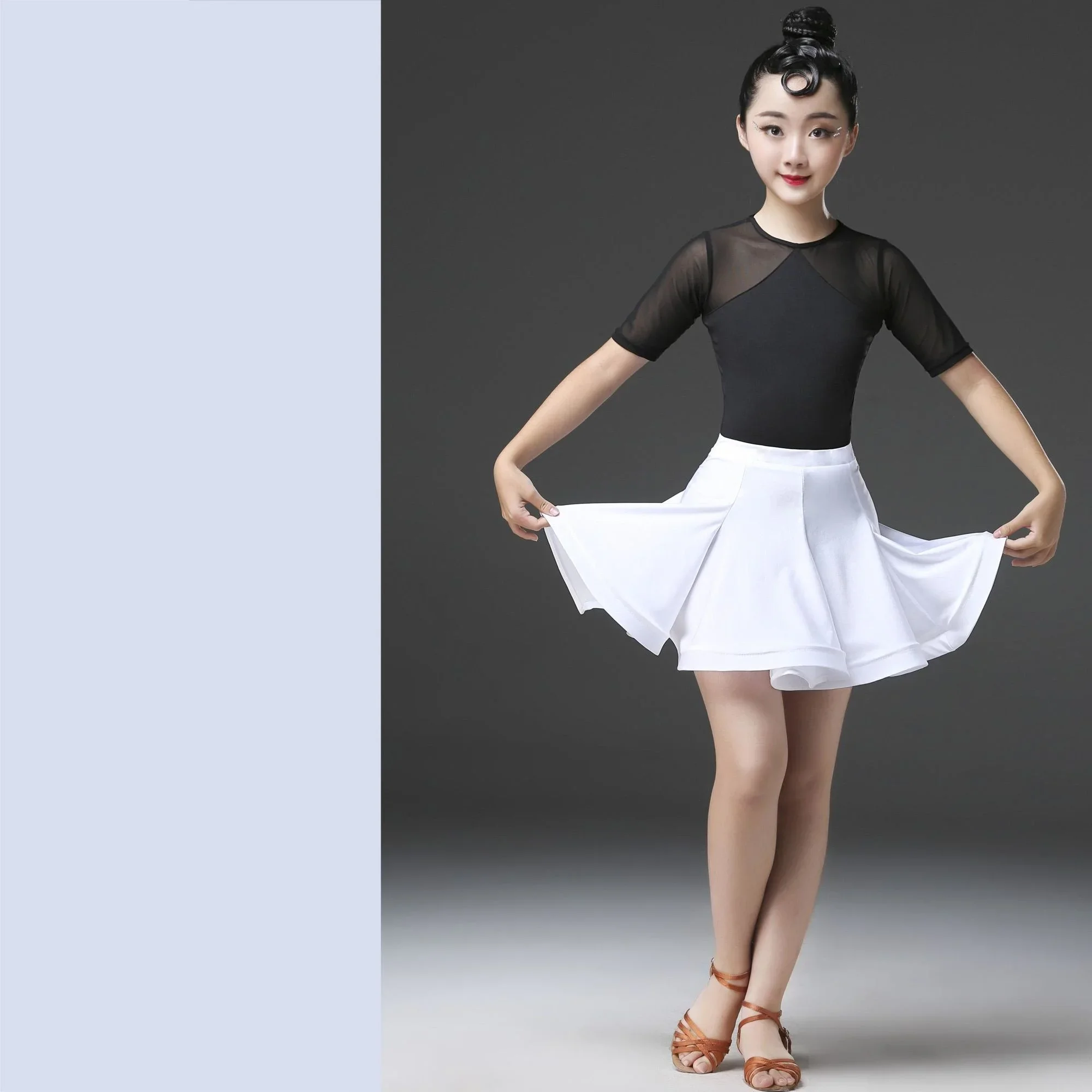 Kids Latin Dance Dress Practice Dresses Leopard Latin Performance For Women Girls Spandex Competition Examination Dance Skirt