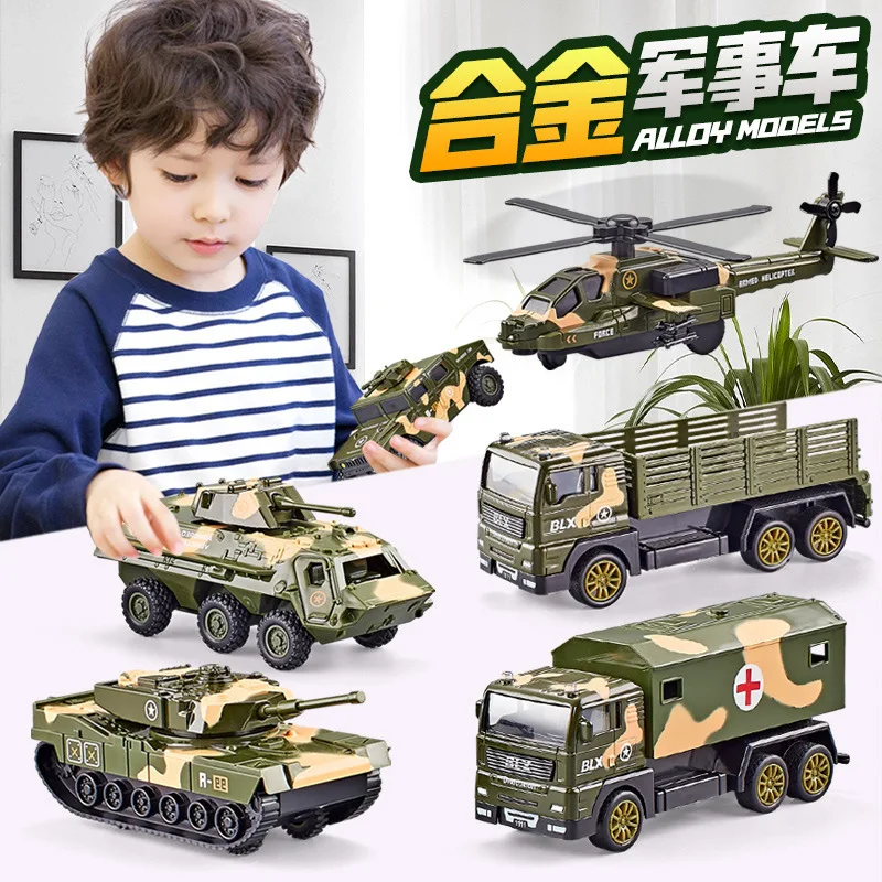 

Children's toy car set fire truck engineering vehicle alloy regenerative car military tank set