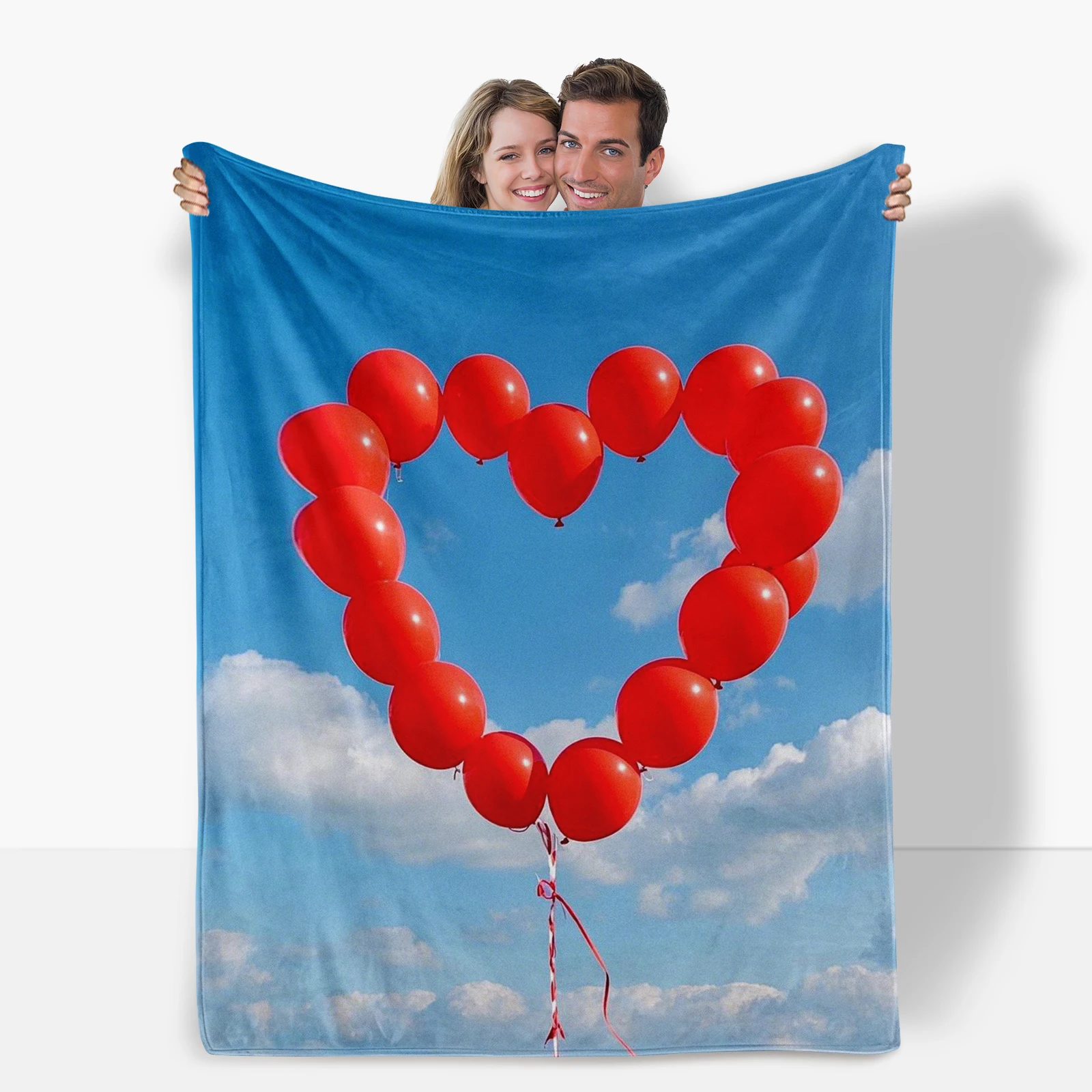 Heart Balloon Themed Flannel Blanket Ideal As A Valentine S Gift To Show Your Affection And Deepen Bonds