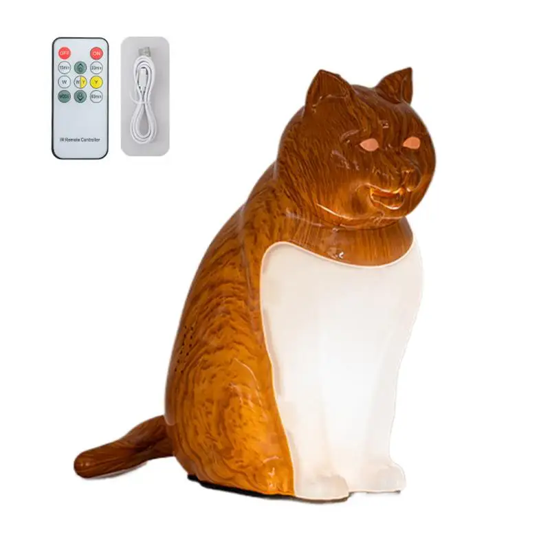 Kitten Night Lamp Creative Aromatherapy Desk Light USB Charging Sound Effect Bedroom Cat Night Lamp Color Temperature Adjustable