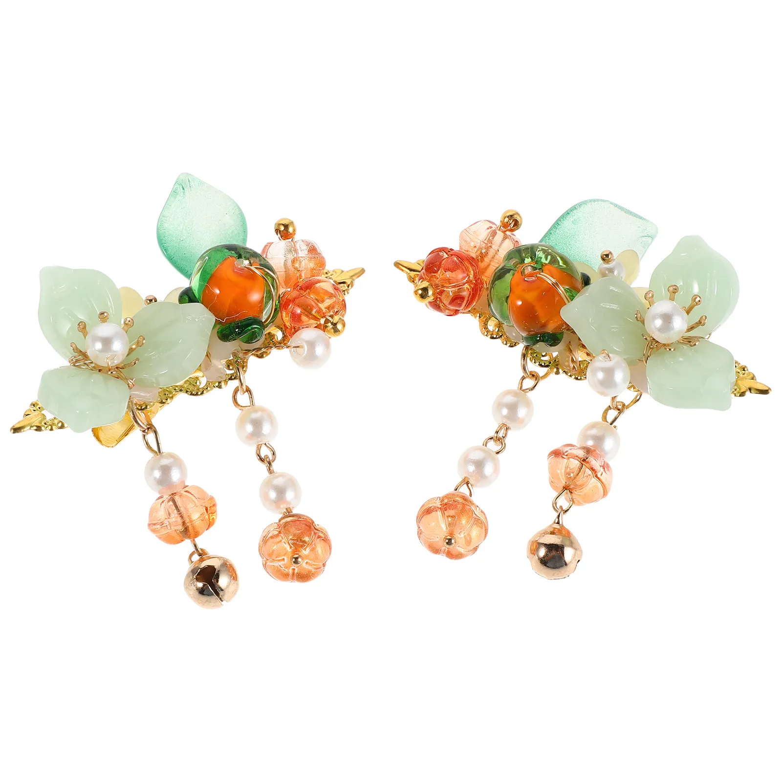 

1 Pair Pumpkin Persimmon Hairpin Barrettes For Girls Orange Fruit Hair Clip Set Autumn Festivals Bridal Floral Hairpins Wedding
