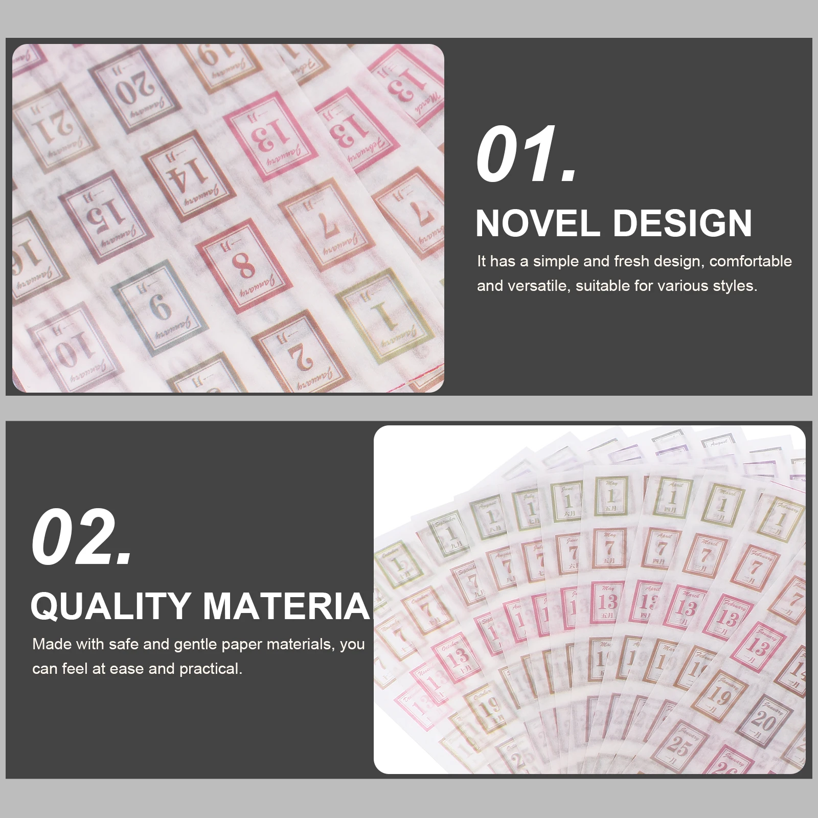 Stiker Harian Label Buku Catatan Kalender 12 Lembar Dekorasi Perencana Penanda Halaman Buku Catatan Desain Gradien